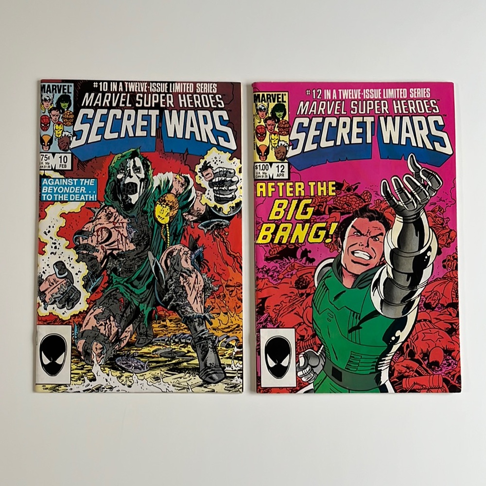 2 COMIC LOT Secret Wars #10 #12 (Dr Doom Cover) Marvel Comics 1984 Vintage UC